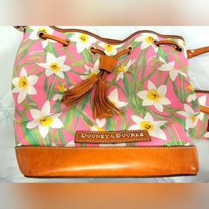 Authentic Dooney & Bourke Pink  Daffodil Botanical Collection Bag & Wristlet